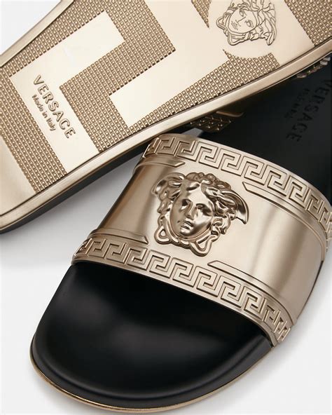 versace palazzo slifes on feet|Versace palazzo slides.